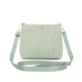 Modern sage green woven crossbody bag for women with elegant golden hardware accents - Green