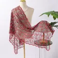 Red sequin embroidered shawl with phoenix tail pattern for elegant evening gala dresses - Black and Red