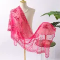 Eleganter fuchsia-pinkfarbener Schal mit Schmetterlingspailletten-Stickerei für Abendmode - Fuchsia