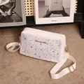 Petit sac à bandoulière carré blanc à la mode avec des paillettes étoiles argentées - Blanc étoile