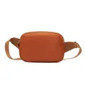 Minimalist solid orange chest bag for women with adjustable strap and zipper closure - Tan