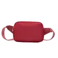 Minimalist solid red nylon fanny pack for women with durable zipper and adjustable strap. - Red
