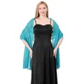 Elegant teal chiffon evening shawl wrap perfect for bridesmaids and wedding guest parties - Verdant