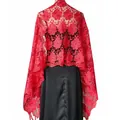 Elegant red embroidered lace bridal shawl scarf variant for evening gown dresses - Leaf Red
