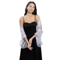 Elegant sheer bridal shawl in iridescent white for wedding evening parties and events. - Light Silver