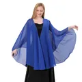 Royal blue chiffon shawl wrap for evening dresses, lightweight split design for women. - Mid-length (Slit Design) / Sapphire Blue