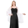 Elegant white sheer chiffon shawl wrap for wedding bridal party and evening gowns - 200*70cm / White