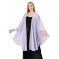 Elegant lavender purple chiffon shawl cape for evening dresses and wedding bridesmaids - Mid-length (Slit Design) / Light Purple
