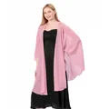Elegant pink chiffon shawl wrap for bridesmaids, shown as a full-length high quality detail. - Mid-length (Slit Design) / Dusty Pink