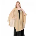 Elegant champagne chiffon shawl for wedding evening dress with split open front design - Mid-length (Slit Design) / Champagne