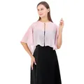 Elegante chal de gasa rosa para damas de honor o vestidos de noche, vista detallada. - Capa Bolero / Rosa