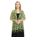 Detail of green sequin lace shawl with tassels for formal evening party dresses - Autumn Fragrance Green
