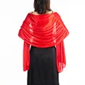 Luxurious bright red satin evening shawl wrap for bridesmaids and elegant party dresses - Red