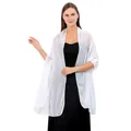 Sheer white chiffon evening shawl for bridal or party dresses, elegant lightweight wrap - White / 200*70