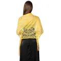 Elegant yellow floral lace hollow-out shawl with tassels for formal evening dresses - Yellow