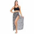 Plus size zebra print beach sarong wrap skirt bikini cover-up swimsuit for women - Bottoms / Black White Zebra