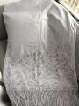 Elegant white lace shawl with floral embroidery and tassels for wedding dresses - Gray