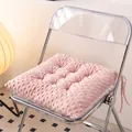 Close-up of a pink minky bubble seat cushion on a modern transparent folding chair - Square 40*40 / Dusty Pink