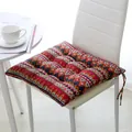 Cojín de silla grueso de algodón y lino con coloridos patrones étnicos para hogar u oficina - 40*40cm / Étnico Rojo