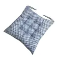Square seat cushion with grey chevron pattern and tie-on straps for office chairs - 40*40cm / Grey Wave