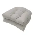 Macro view of two stacked grey tufted seat cushions suitable for garden chairs and patios. - Regular Fit / 48x48cm (2 Pieces/Pack) / Light Gray