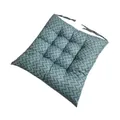 Detailed view of square seat cushion featuring blue and green chevron pattern with tie straps - 40*40cm / Green Ripple
