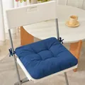 Premium thickened navy blue fabric chair cushion with secure ties for office or dining chairs - 40*40cm / Navy Blue
