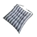 Vue détaillée d'un coussin de chaise carré à rayures grises et blanches pour bureau - 40*40cm / Rayé Gris