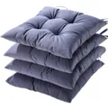 Juego de cuatro cojines de silla gruesos azul marino impermeables con lazos para patio - 40x40cm (4 Piezas/Paquete) / Gris Oscuro (Punto 4 Fijo)