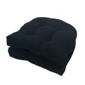 A detailed view showing two stacked black tufted outdoor chair cushions with a soft texture - Regular Fit / 48x48cm (2 Pieces/Pack) / Black