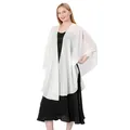 Elegant pure white chiffon bridal shawl wrap for bridesmaids and evening party dresses - Mid-length (Slit Design) / Off White