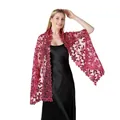 Scialle di pizzo con paillettes rosa per feste e matrimoni - Rosso rosa