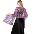 Elegante scialle viola con paillettes e ricami floreali per abiti da sera e matrimoni - Violetto