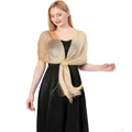 Elegante scialle in lurex dorato con frange e fibbia decorativa per abiti da sera - Oro champagne