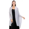 Elegant light grey sheer chiffon evening shawl wrap for wedding guest or bridesmaid dresses - Silver Gray
