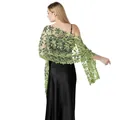 Elegante scialle ricamato a fiori con paillettes verde lime per eleganti abiti da sera - Verde Autunno