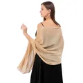 Elegant champagne chiffon evening shawl wrap for wedding guest or bridesmaid party dress - Champagne Gold