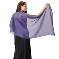 Elegant purple chiffon shawl with silver thread and rhinestones for formal wear - Blue Light Purple