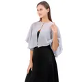 Elegante bolero de gasa gris para invitada de boda o vestido de noche de dama fiesta - Capa Bolero / Plateado