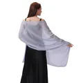 Elegante chal de seda metálica lavanda para vestidos de noche y fiestas de damas de honor - Plateado