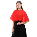 Elegante chal de gasa roja para vestidos de noche de boda y damas de honor - Capa Bolero / Rojo