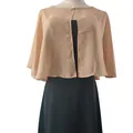 Chal capa de gasa en color champán liso para vestidos de novia y de noche - Capa Bolero / Champán
