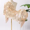 Elegant champagne shawl with gold sequins and fringe tassel detail - Champagne Gold