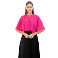 Fuchsiafarbener Chiffon-Brautschal mit Perlenknopf-Detail - Cape Bolero / Fuchsia
