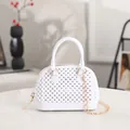 Elegant mini white jelly shell handbag with decorative gold metal chain strap variant - White