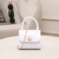 White mini jelly crossbody purse with pearl accent and chain strap - White
