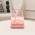 Mini pink jelly crossbody bag with elegant pearl buckle and gold chain strap for girls - Pink