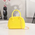 Bright yellow mini jelly shell crossbody handbag with elegant gold chain strap - Yellow