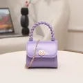 Mini purple jelly bag with elegant pearl clasp and golden chain strap variant - Purple