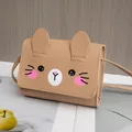 Cute cartoon rabbit ears children's mini crossbody bag in tan brown PU leather variant - Khaki